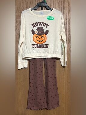 bcg Girls Howdy Pumpkin Cinched Fleece Crew 2-Piece Set